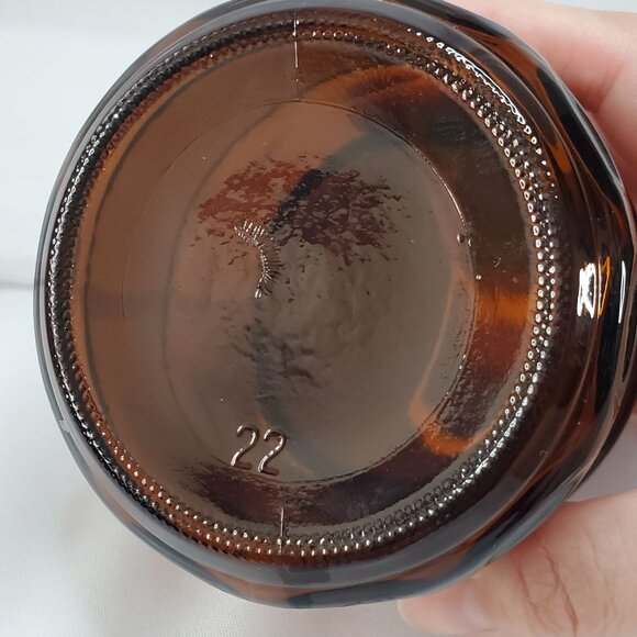 Vintage Amber Brown Glass Apothecary Canister Spice Jar Starburst Lid 4.25” - Picture 4 of 12